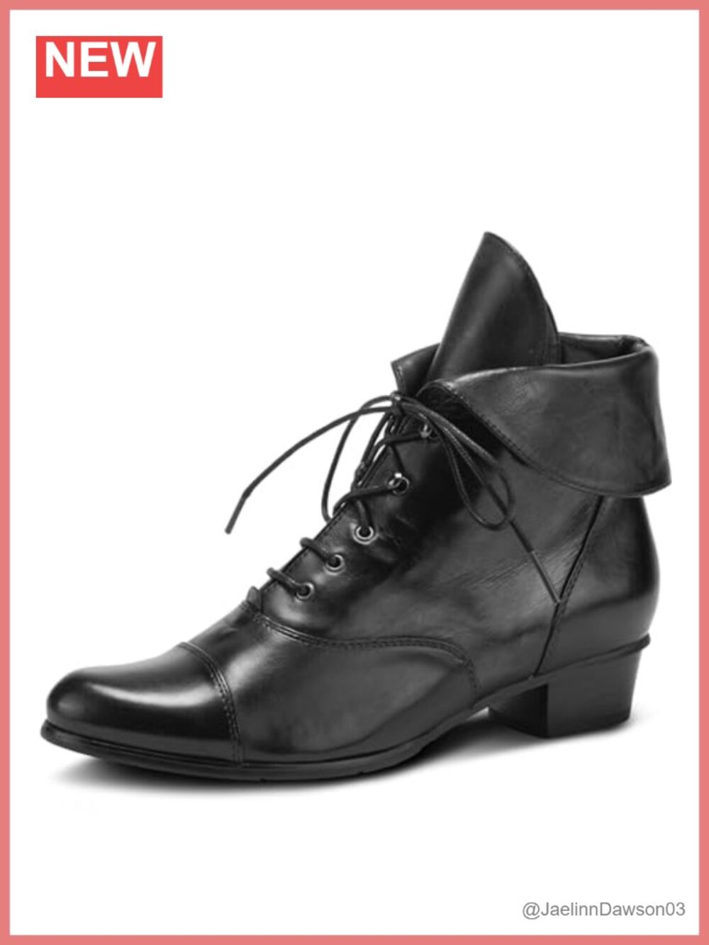 Women's Leather Chelsea Ankle Bootie with Buckle, Round Toe, Stacked Heel